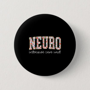 Bóton Redondo 5.08cm Enfermeira de UTI Floral Neuro Cérebro Neurociênci
