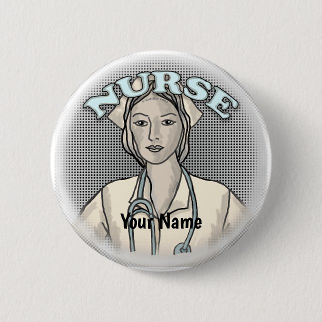 Bóton Redondo 5.08cm Enfermeira retrô (Frente)