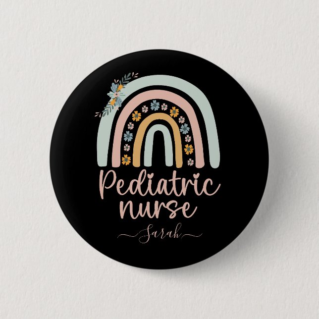 Bóton Redondo 5.08cm Enfermeiro Pediátrico Cute Personalizado Com Nome (Frente)