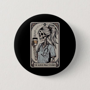 Bóton Redondo 5.08cm Enfermeiro profissional Tarot Card Skeleton Hallow