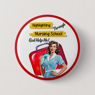 Bóton Redondo 5.08cm Enfermeiro Retroativo Pinup_ Nursing Notas