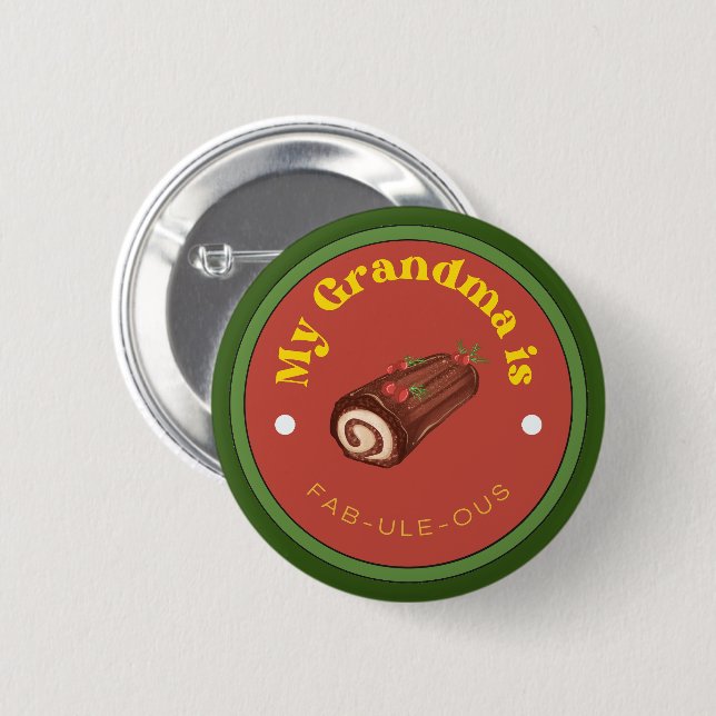 Bóton Redondo 5.08cm ENGRAÇADO! Botão - Minha avó é Fab-Ule-Ous (Frente & Verso)