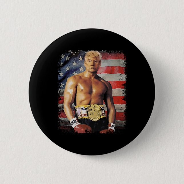 Bóton Redondo 5.08cm Engraçado Boxer Trump Trump Rocky Meme (Frente)