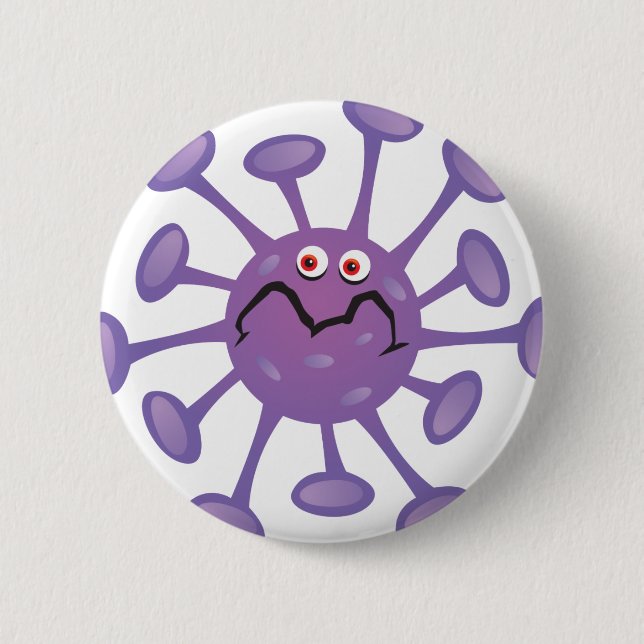 Bóton Redondo 5.08cm Engraçado Cartoon Germ Bacteria (Frente)