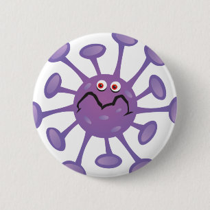 Bóton Redondo 5.08cm Engraçado Cartoon Germ Bacteria