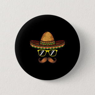 Bóton Redondo 5.08cm Engraçado Cinco De Mayo Funny Sombrero Hat Com Sun