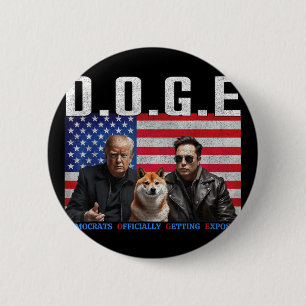 Bóton Redondo 5.08cm Engraçado D.o.g. e Doge Democratas Oficialmente Ch