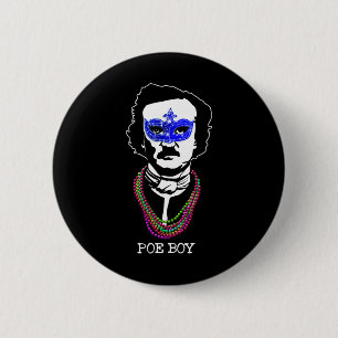 Bóton Redondo 5.08cm Engraçado Edgar Allan Poe Mardi Gras Mashup 1