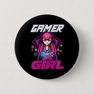 Bóton Redondo 5.08cm Engraçado Gamer Girl Video Game Mulheres jogando L