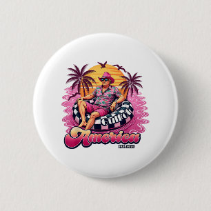 Bóton Redondo 5.08cm Engraçado Golfo Dos Eua América 2025 Praia Pink Tr