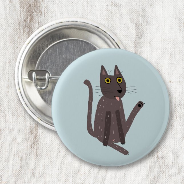 Bóton Redondo 5.08cm Engraçado Humor de Gato (Funny cat washing humor pet lover badge or button)