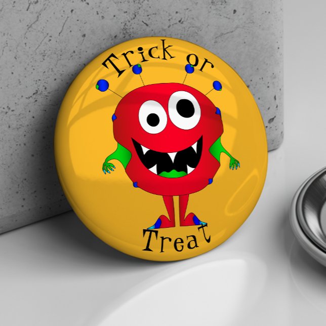 Bóton Redondo 5.08cm Engraçado, Monstro de Desenho Animado, Halloween " (Whoa! Take a look at this very cool cartoon monster button!)