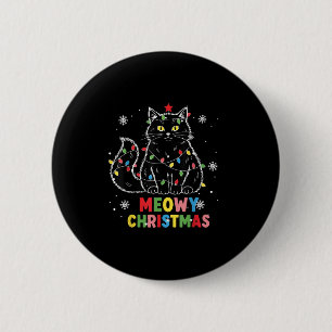 Bóton Redondo 5.08cm Engraçado Natal Mau Luz Negra Gato Pajama