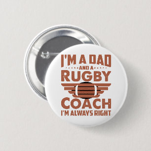 Bóton Redondo 5.08cm Engraçado Pai de Rugby e treinador de Rugby