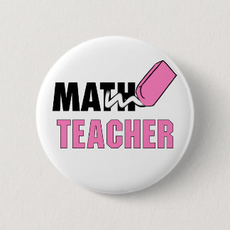 Bóton Redondo 5.08cm Engraçado Professor de Matemática, Borracha Rosa