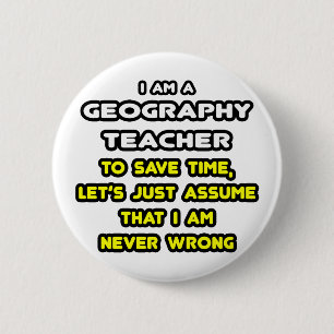 Bóton Redondo 5.08cm Engraçado Professora de Geografia T-Shirts e prese