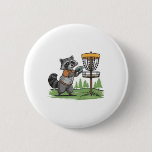 Bóton Redondo 5.08cm Engraçado Raccoon Disco Golf Art Para Homens Mulhe