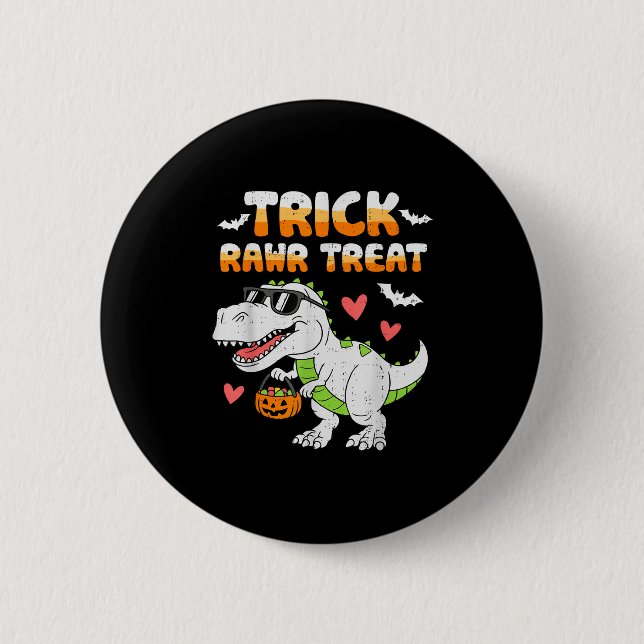 Bóton Redondo 5.08cm Engraçado Rawr Treat Dinossaur T Rex Halloween Par (Frente)