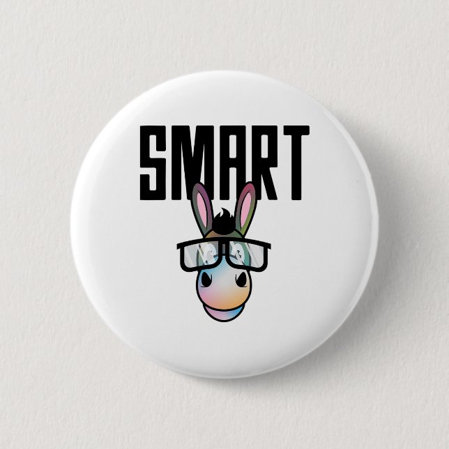 Bóton Redondo 5.08cm Engraçado Smart Donkey Horseback, Dando Presente P (Frente)
