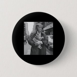 Bóton Redondo 5.08cm Engraçado Trump E Cat