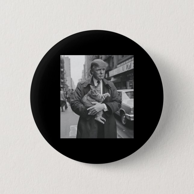 Bóton Redondo 5.08cm Engraçado Trump E Cat (Frente)