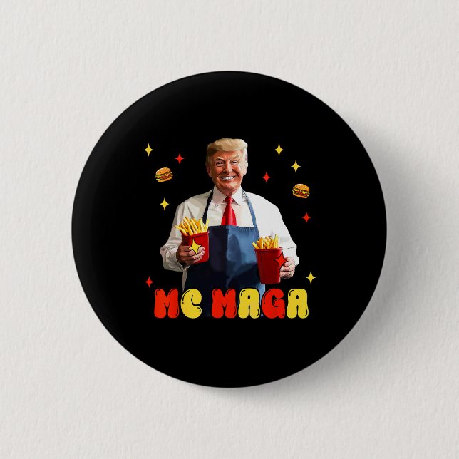 Bóton Redondo 5.08cm Engraçado Trump Mc Mega Fries Comida Rápido (Frente)