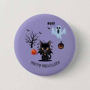 Bóton Redondo 5.08cm Engraçado Vampiro Gato Halloween