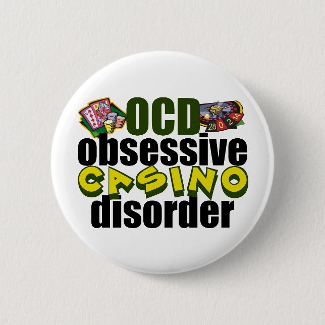 Bóton Redondo 5.08cm Engraçado Viciado em Casino (Frente)