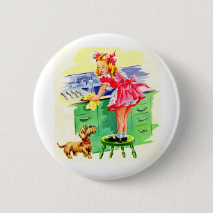 Bóton Redondo 5.08cm Ensinando Rover a lavar a louça