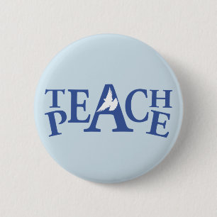 Bóton Redondo 5.08cm Ensine a paz o único crachá branco do botão do