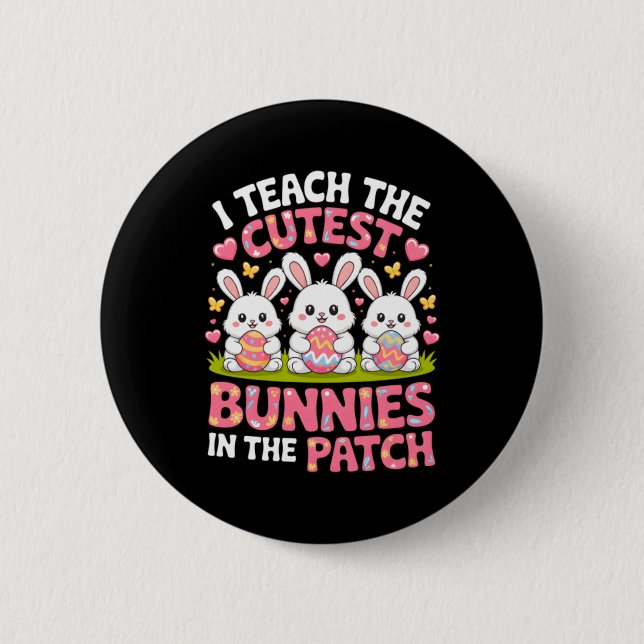 Bóton Redondo 5.08cm Ensine os coelhinhos mais fofos do patch Easter (Frente)
