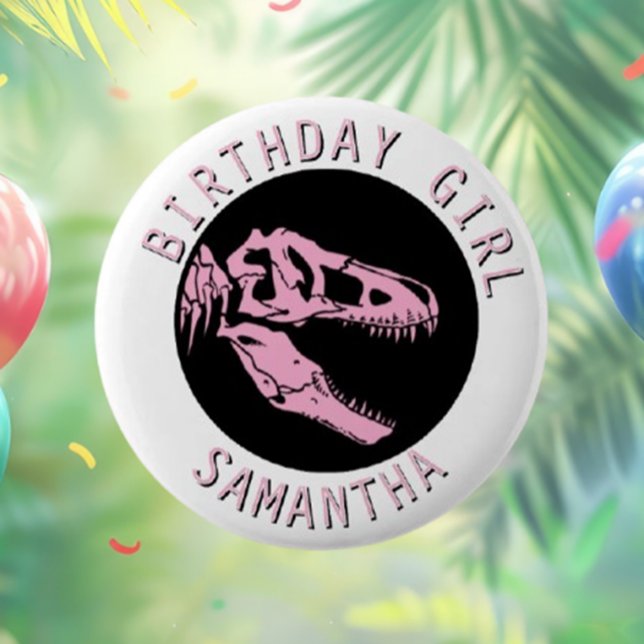 Bóton Redondo 5.08cm Entusiasmo para um aniversário de dinossauro (Unleash the thrill of a Jurassic birthday with our Roaring Birthday Surprise Button! )