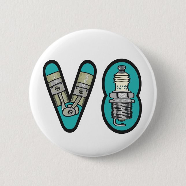 Bóton Redondo 5.08cm Entusiasta de Carros Petrolhead V8 (Frente)