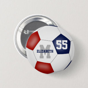 Bóton Redondo 5.08cm equipe azul-vermelha cor futebol feminino personal