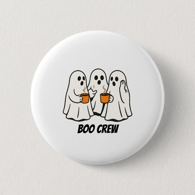 Bóton Redondo 5.08cm Equipe Boo Fantasma Bebedores de Café de Halloween (Frente)