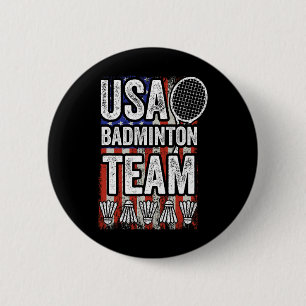 Bóton Redondo 5.08cm Equipe de Badminton Americano Flag Funny Badminton