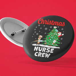 Bóton Redondo 5.08cm Equipe de Enfermeiros de Natal com Papai Noel e Re
