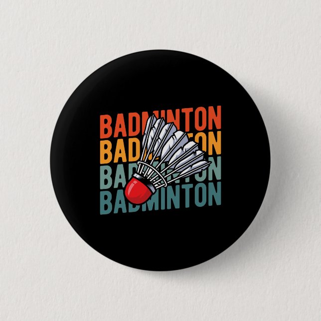 Bóton Redondo 5.08cm Equipe de Racket de Badminton Retro - Encerramento (Frente)