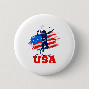Bóton Redondo 5.08cm Equipe de Suporte Badminton EUA Bandeira Americana