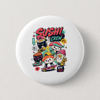 Bóton Redondo 5.08cm Equipe de Sushi Kawaii de SkateButton | Japonês