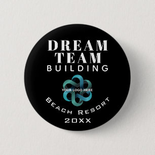 Bóton Redondo 5.08cm Equipe do Sonho Negro Construindo Logotipo da Empr