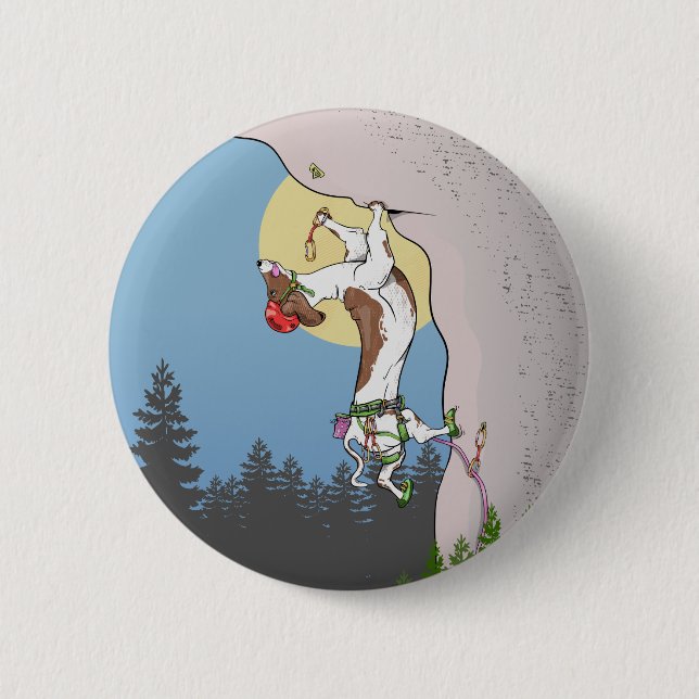 Bóton Redondo 5.08cm Escalada de rocha de cão Dachshund (Frente)