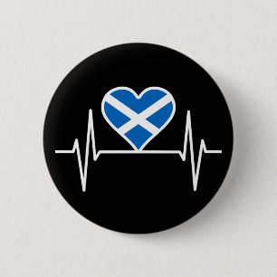 Bóton Redondo 5.08cm Escócia - Scotland Flag Heartbeat