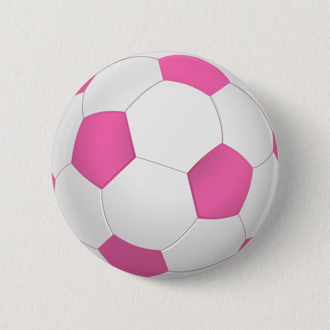 Bóton Redondo 5.08cm Esfera de futebol branca rosa-moderna (Frente)
