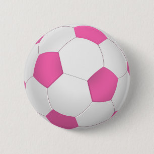 Bóton Redondo 5.08cm Esfera de futebol branca rosa-moderna