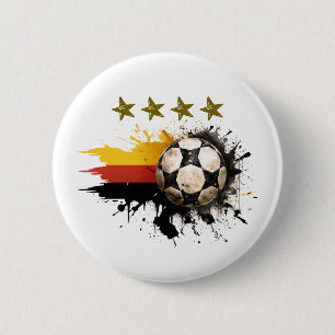 Bóton Redondo 5.08cm Esfera de futebol com bandeira alemã e quatro estr