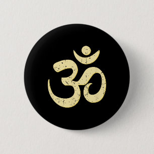 Bóton Redondo 5.08cm Esfera Rica Símbolo Om Omkar Aum Espiritual Yoga M