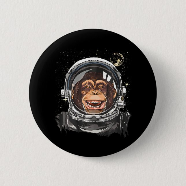 Bóton Redondo 5.08cm Espaço Exterior Macaco Astronauta Zoológico Selvag (Frente)