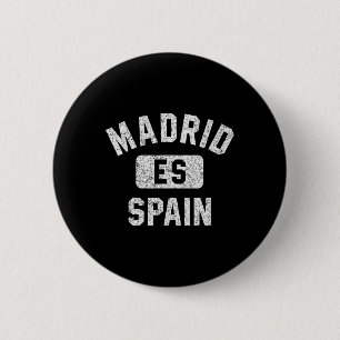 Bóton Redondo 5.08cm Espanha Madrid Estilo Gym Distante Impressão Branc