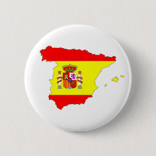 Bóton Redondo 5.08cm espanhol da forma do mapa da bandeira de país da